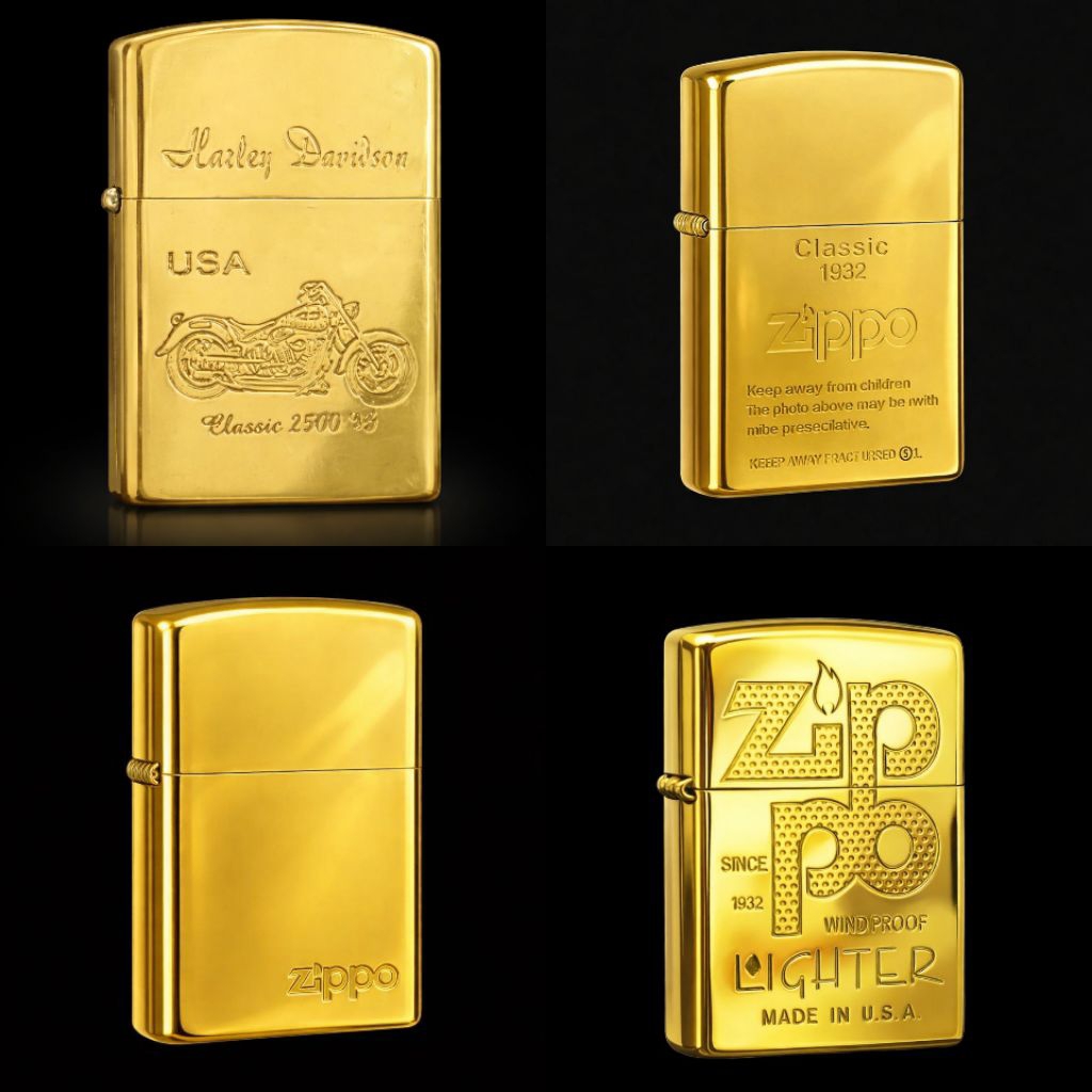 Korek Api Zippo Desain Denting 2x Berbagai Mofif Classic Silver Dan Kuningan Premium Edition