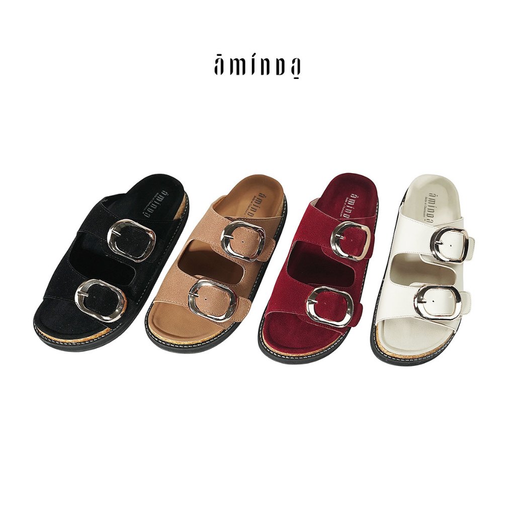 Aminda Sarah Series - Sendal Wanita Suede Ringan Daily Timeless Mewah