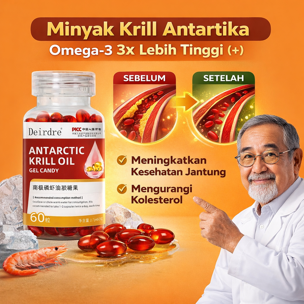 Krill Oil Antarctica Upgrade 60 Kapsul – Omega-3 EPA/DHA 400 Mg + Astaxanthin 1 Mg, Serap 3× Lebih C
