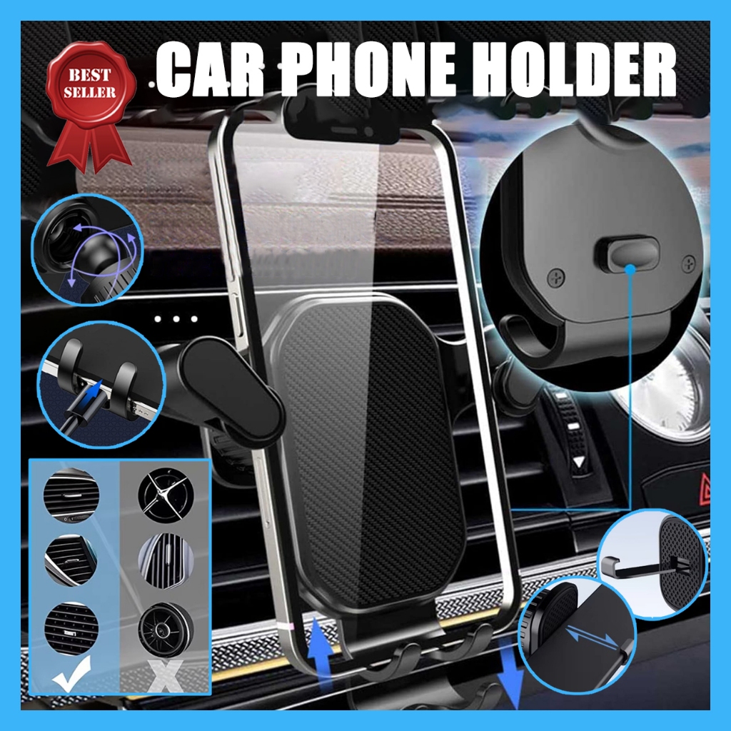 Car Phone Holder Air Vent Tempat Dudukan Handphone Stand Peyangga Hp Lubang Ventilasi AC Mobil Gravi