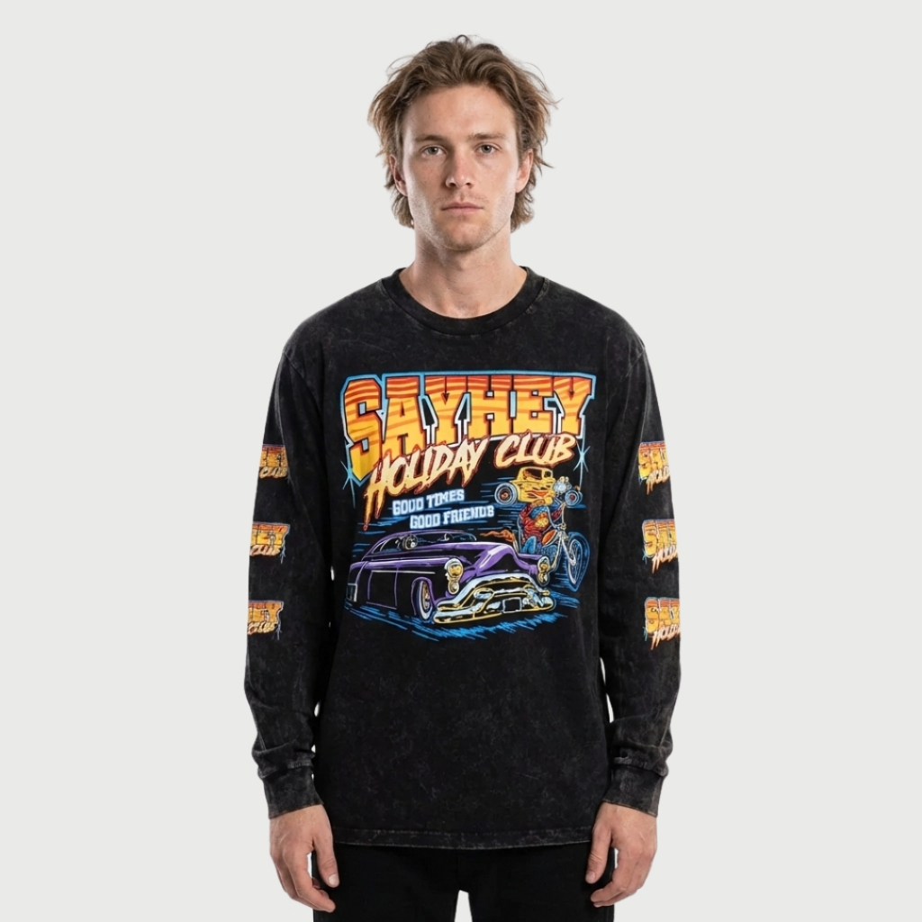Sayhey Holidayclub - Gather LS | Kaos Longsleeve Lengan Panjang Pria Wanita Motif Washing Vintage – 