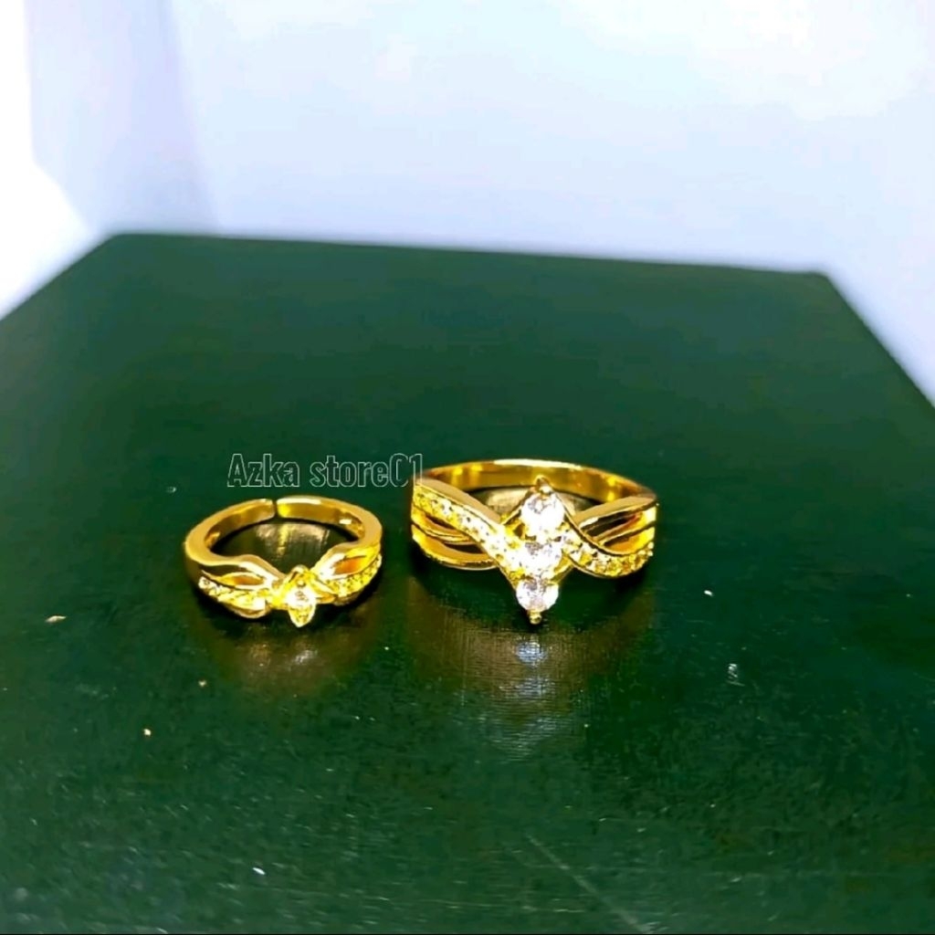 Cincin coupel ibu dan anak titanium besar kecil ukuran
