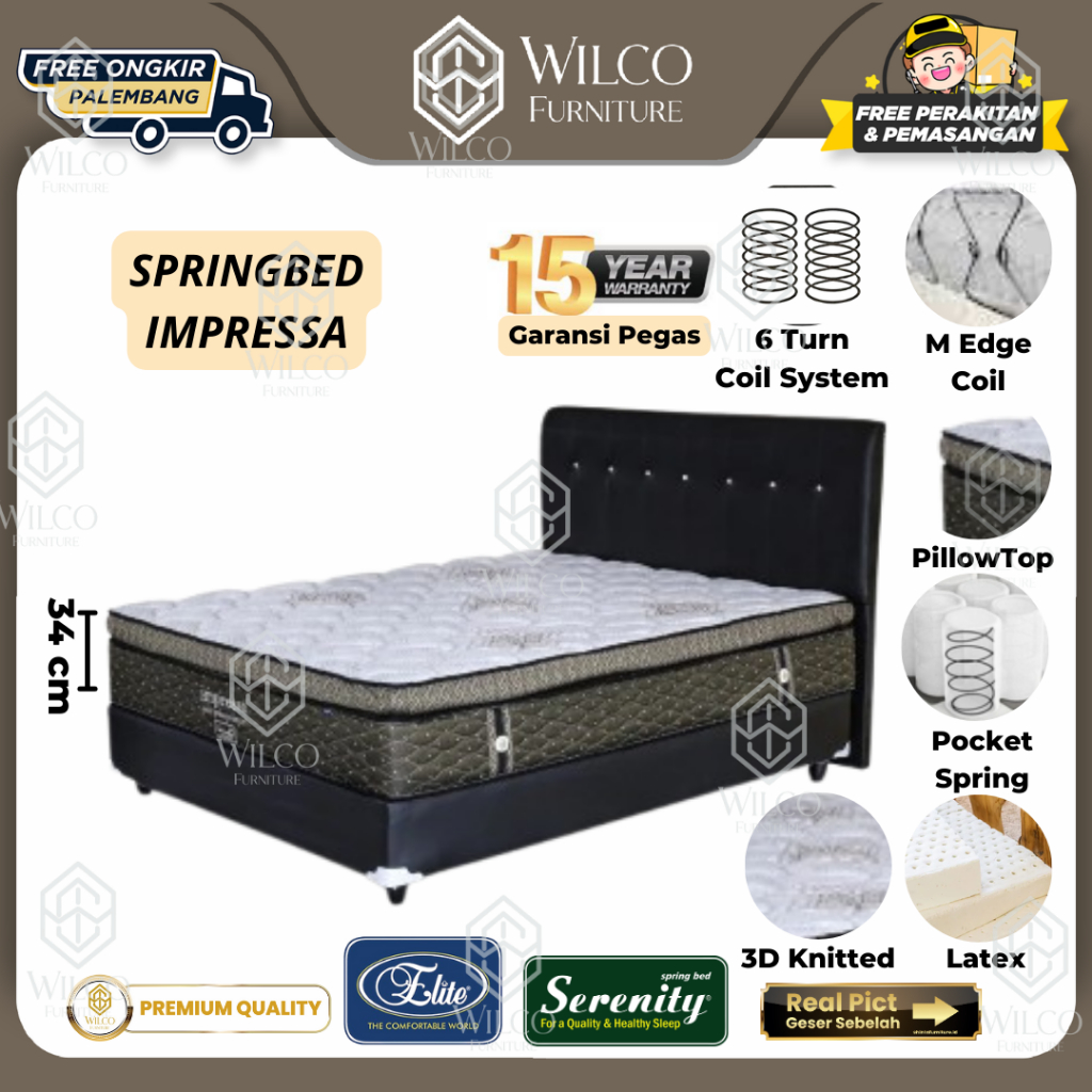 Kasur Matras Springbed Elite Serenity Impressa Pocket Latex - 160 x 200