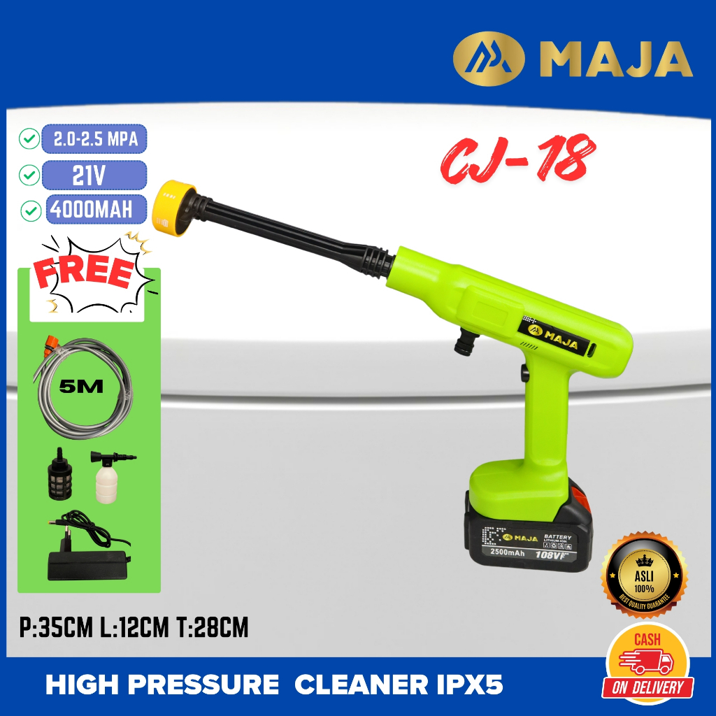 Mesin Cuci Mobil Lithium Jet Cleaner MAJA CJ-18 Alat Cuci Motor Dan Mobil Tekanan Tinggi Semprotan K