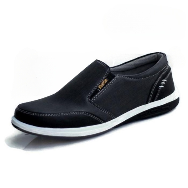 Leedoo Footwear - Sepatu Kulit Pria Karet Flat Shoes Coklat Hitam