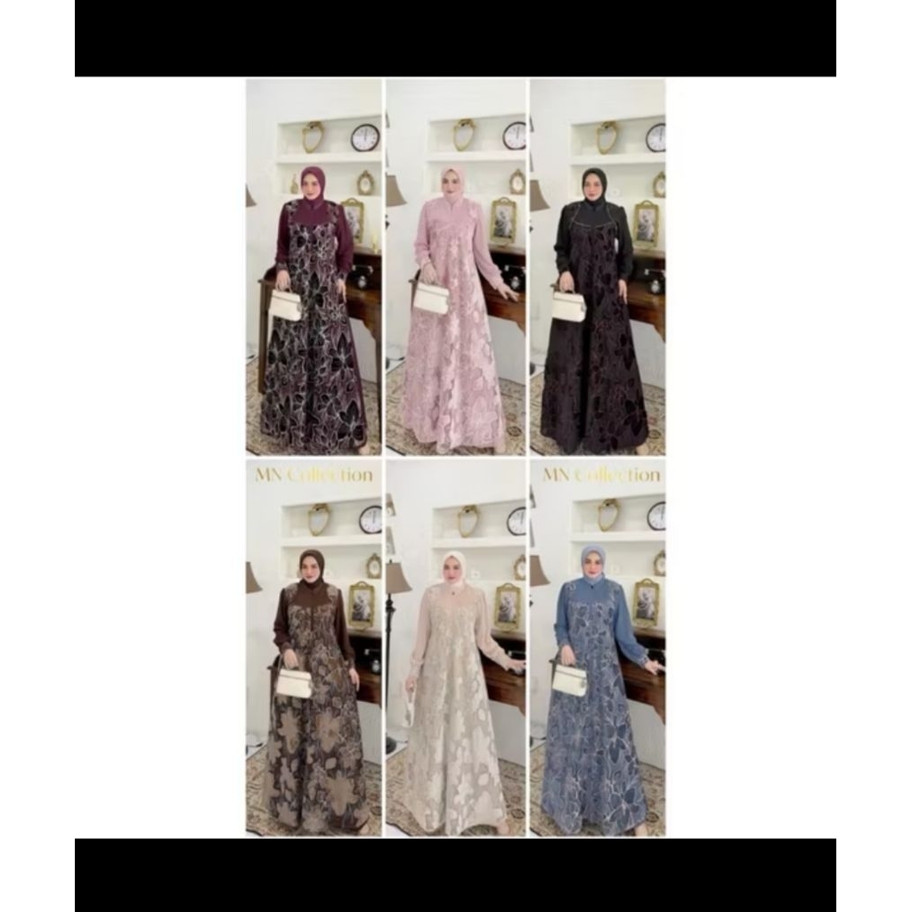 Gamis MN collection/gamis ceruty mix brukat MN collection/gamis brukat premium/gamis ceruty mix bruk