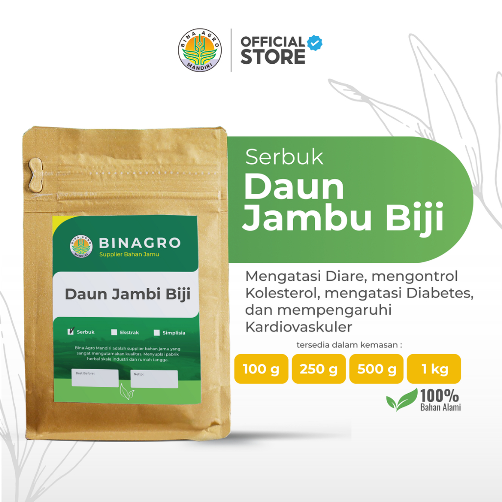 DAUN JAMBU BIJI Serbuk Bubuk Jamu Daun Jambu Biji Murni Tanpa Campuran 100gr 250gr 500gr 1kg Premium