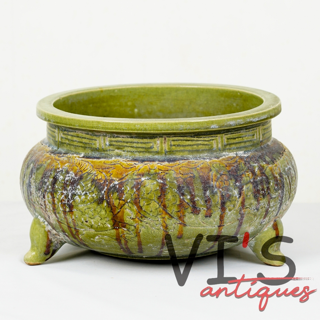 Pot Bakar Dynasty Dupa Hijau Guci Keramik Antik Kuno Asli Cina