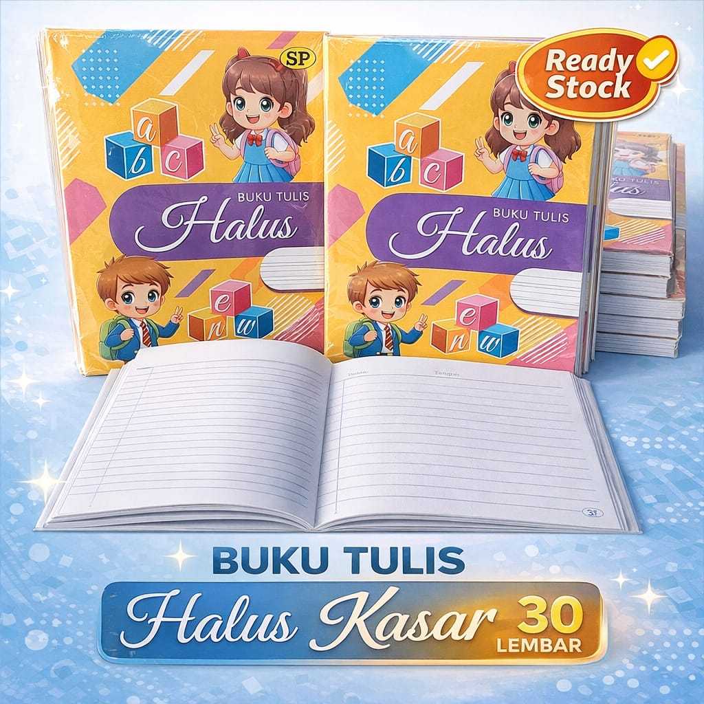 1pack=10buah BUKU HALUS KASAR ISI 30LEMBAR MENULIS INDAH ANK TK SD