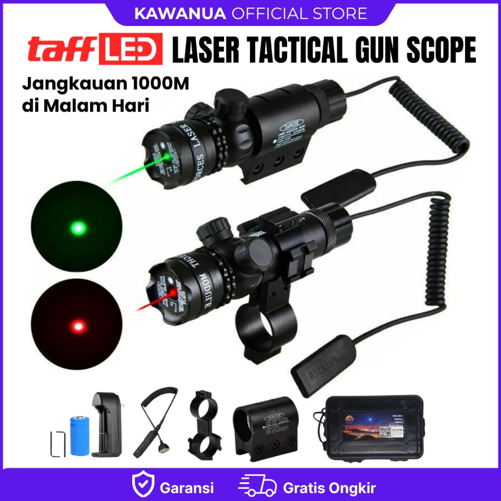 KS COD Laser Tembak Senapann Angin Jarak Jauh Warna Merah Hijau Tactical Scope Mount Baterai Charger