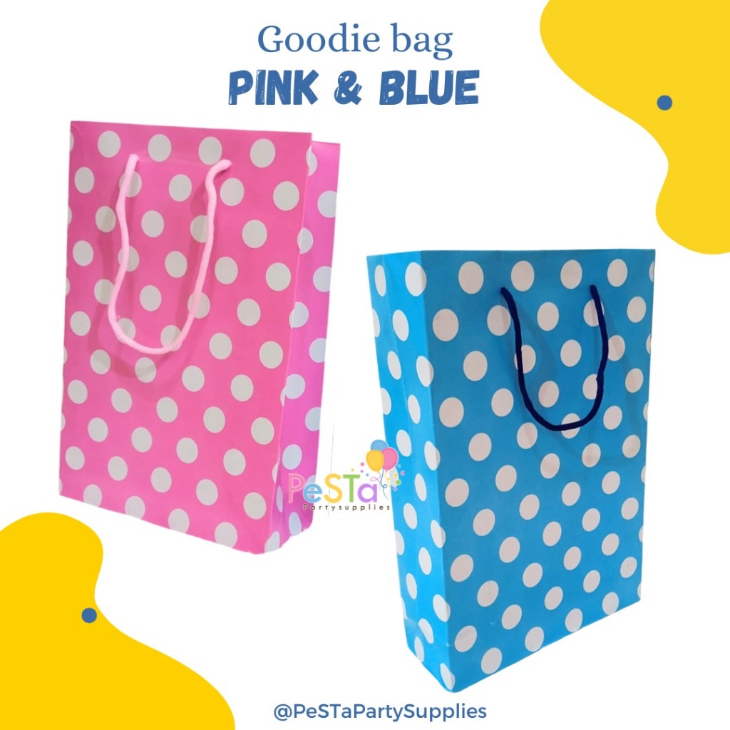 Paper Bag Polkadot/Goodie Bag Polkadot/Paper Bag Premium/Tas Kado Ulang Tahun/Tas Hampers_PeSTaParty