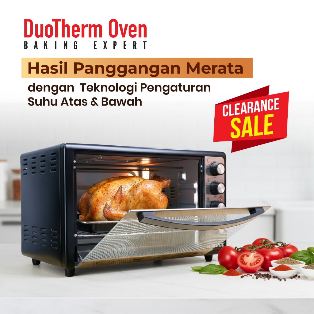 DUOTERM Oven Listrik Besar Jumbo 50L Dengan Teknologi Pengaturan Suhu Atas Dan Bawah Pemanggang Roti