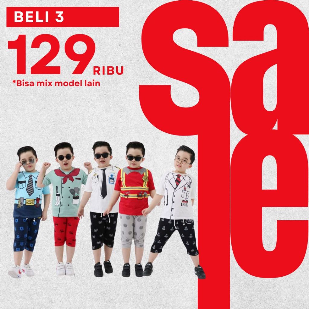 Cluster Kids Set Profesi Set Cita Cita Anak Laki Laki Setelan Pendek Anak Cowok