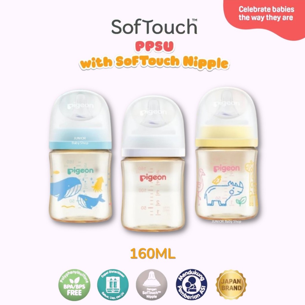 Botol Susu Pigeon PPSU Wideneck 160 ml | Botol Susu Pigeon Wide Neck Leher Lebar 160 ml PPSU