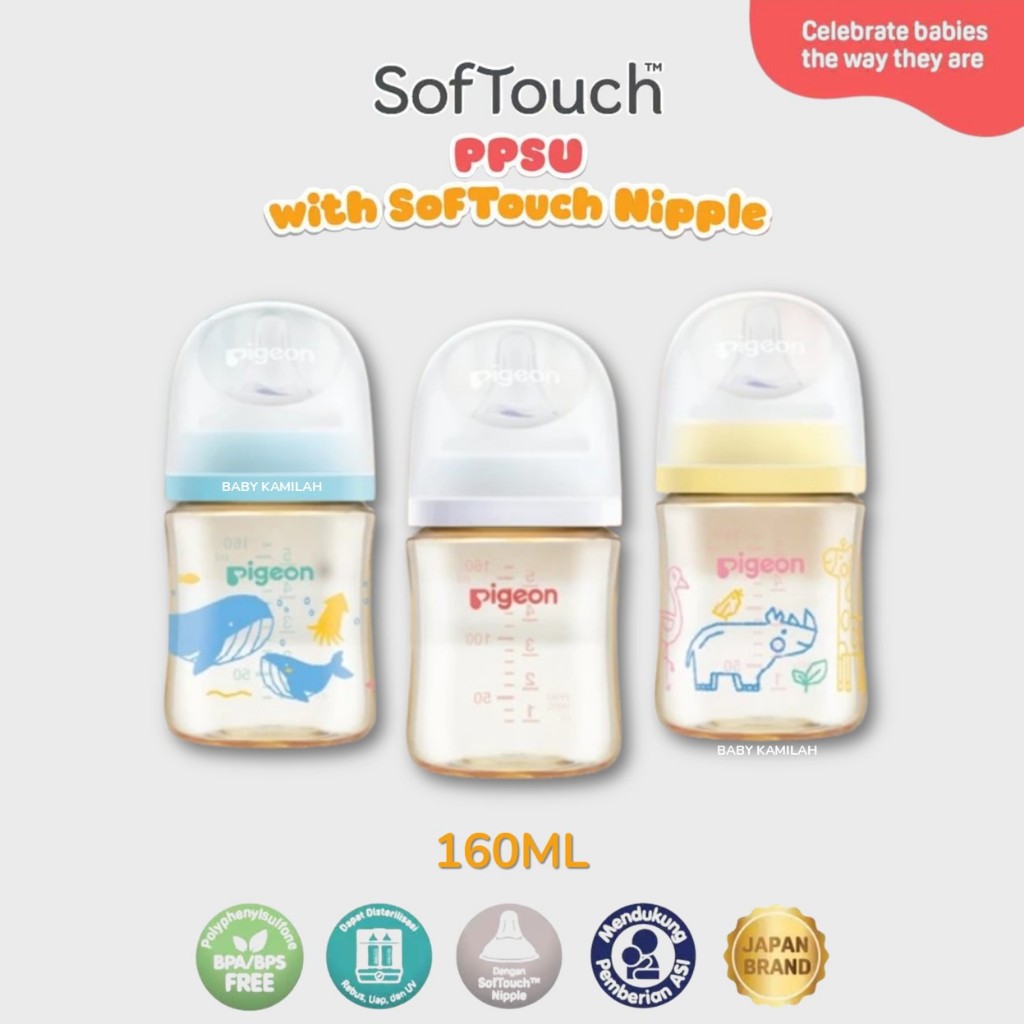 PIGEON Botol Susu Wide Neck PPSU 160 ml | BPA Free | Botol Susu Pigeon Leher Lebar 160 ml