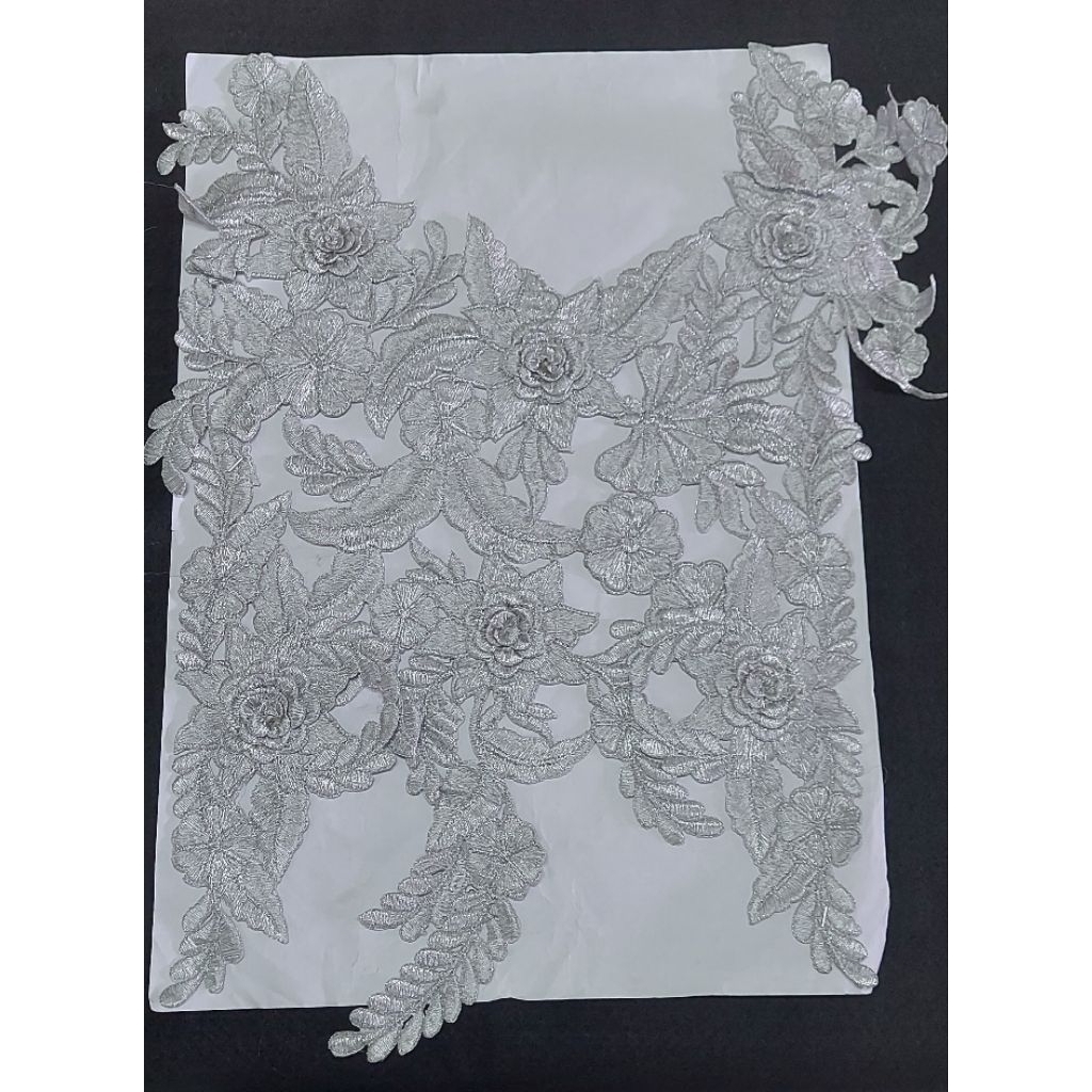 Renda Bordir Kerah silver, Renda Kebaya