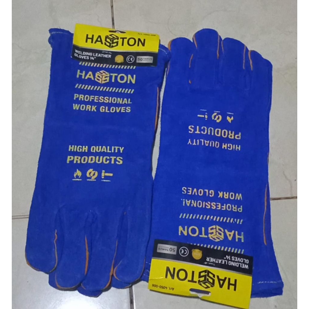 Sarung tangan las biru hasston prohex/safety gloves hasston