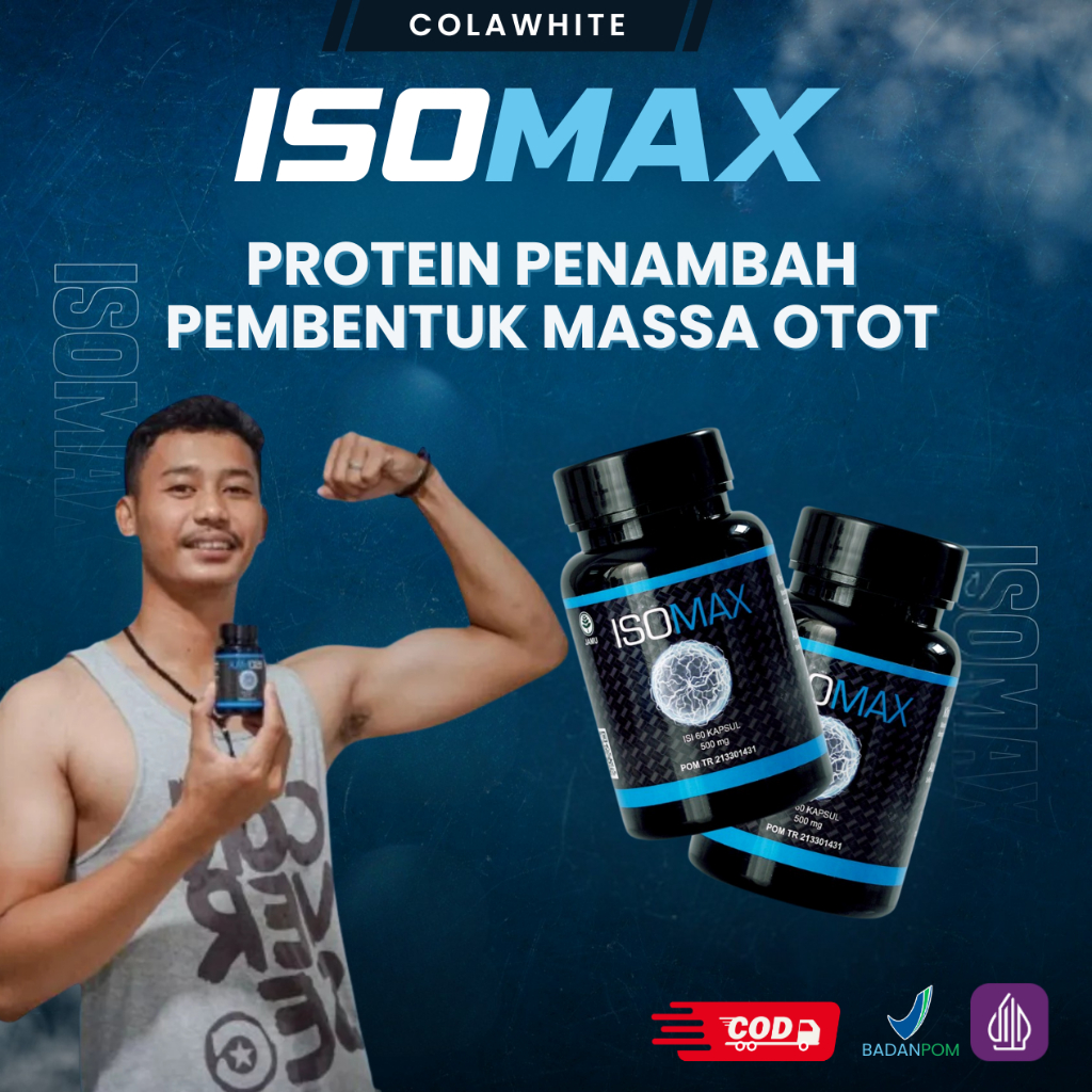 ISOMAX Suplemen Pembentuk Otot Pria Wanita | Kapsul Protein Gym Fitness | Bantu Tambah Massa Otot & 