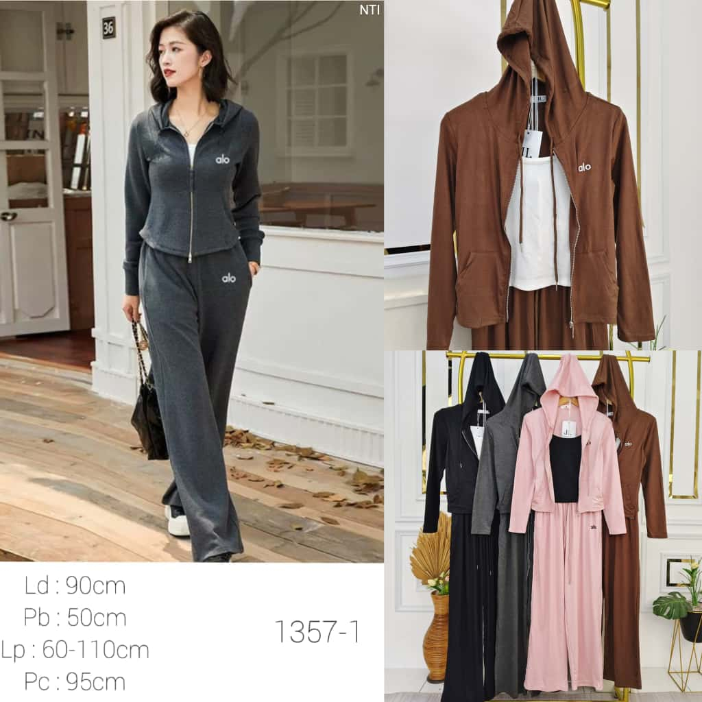 Setelan Alo Jacket Wanita Import/ One Set Airport / Setelan Olahraga Alo Wanita Import
