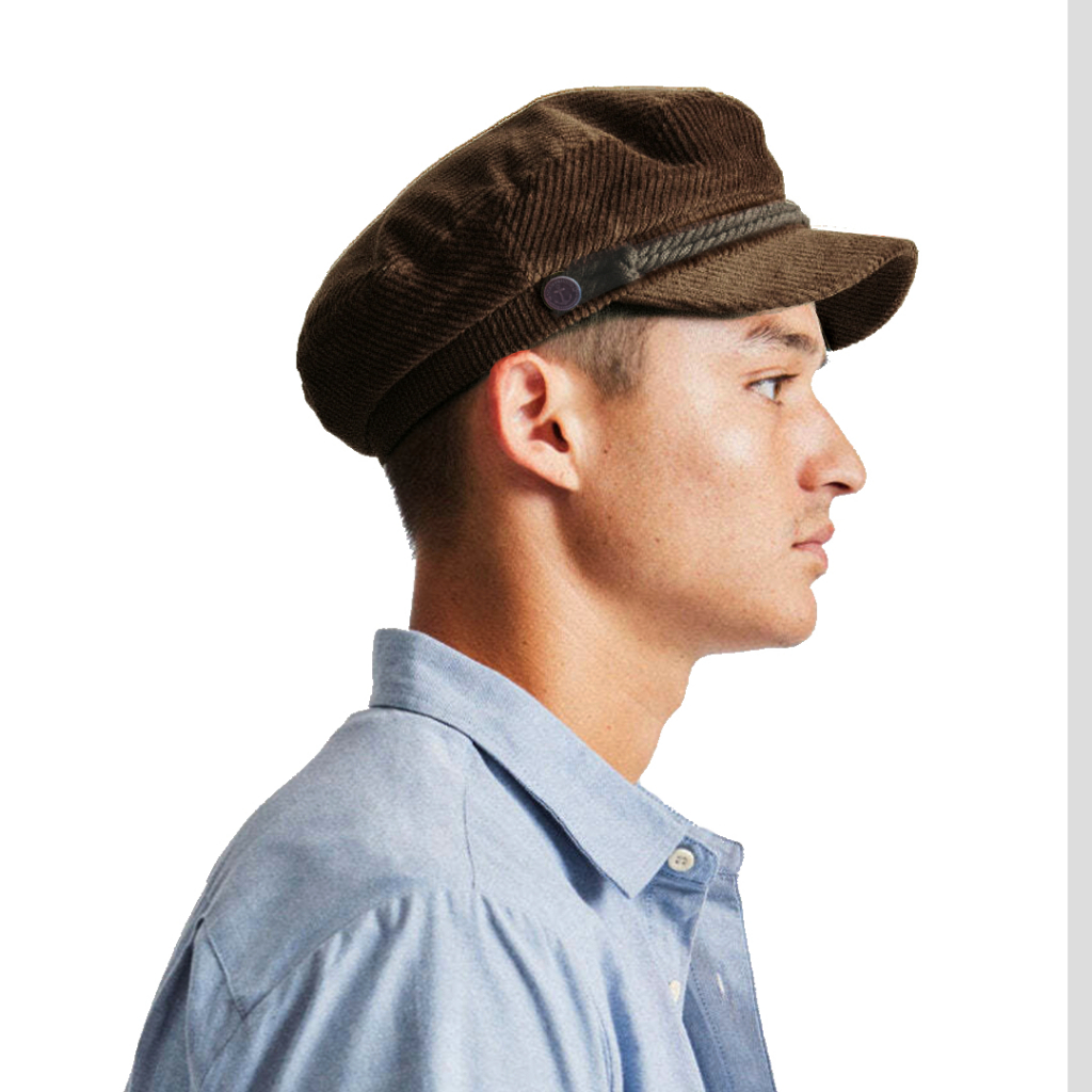 Topi Fiddler Hat Vintage - Fisherman Hat Corduroy Dark Brown Classic Pria Fitted Size