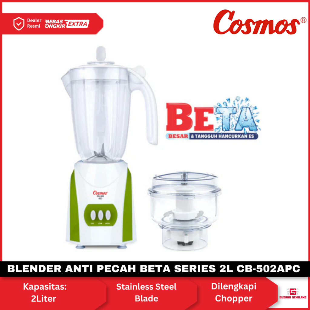 Blender Anti Pecah Cosmos Big Capacity Blender 2 Liter Beta Series CB-502APC COSMOS