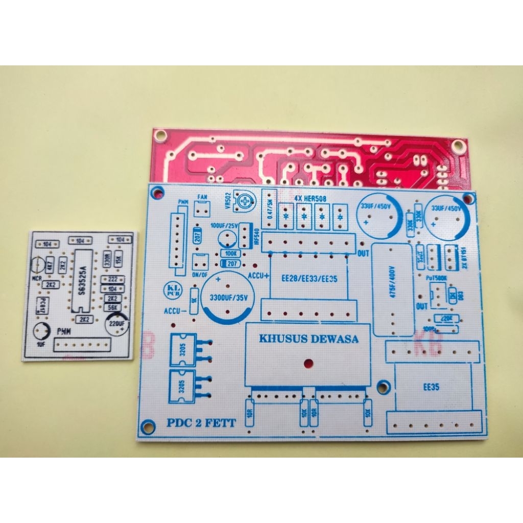 pcb pdc 2 fet jumbo atau mini bahan fiber tebal