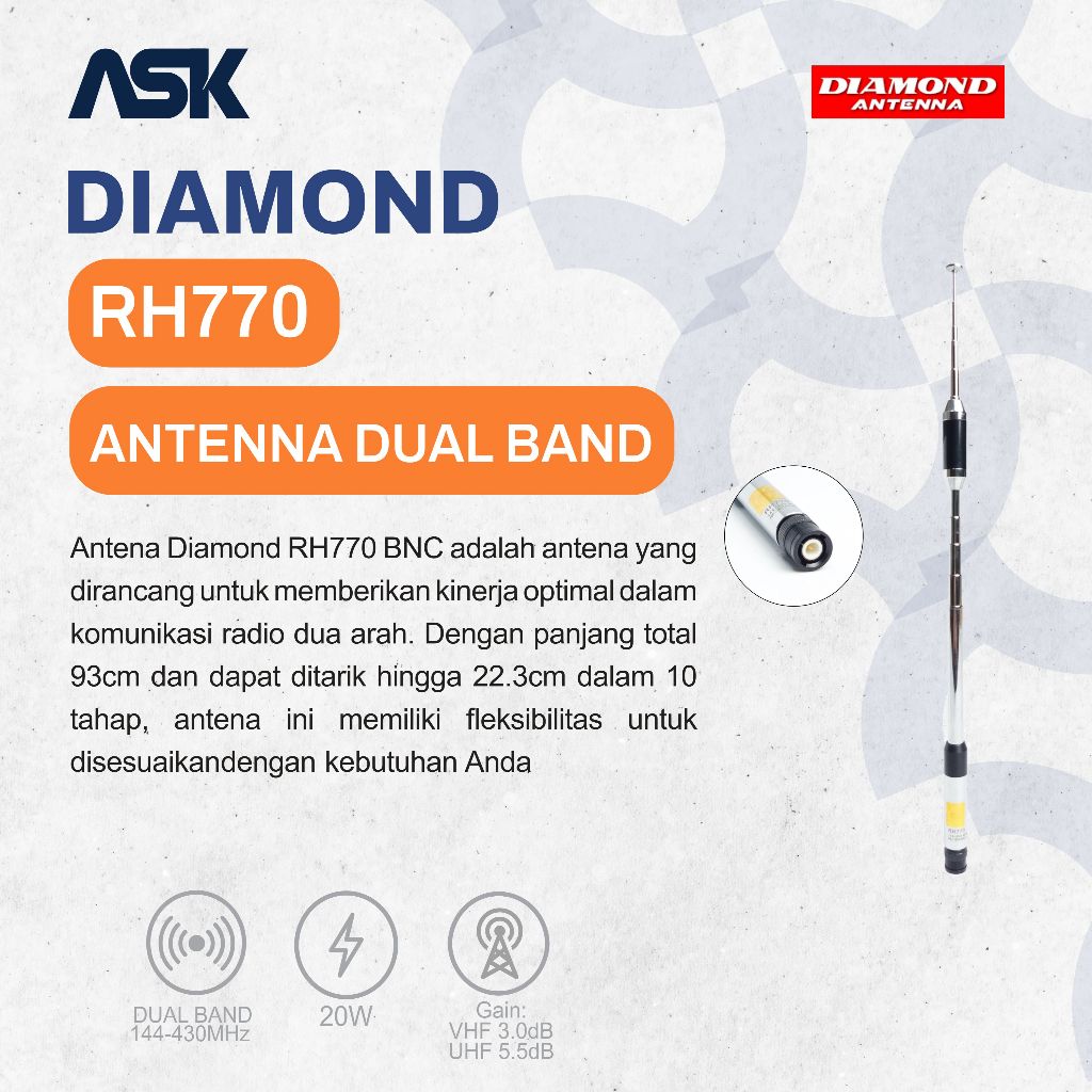 Antena Dual Band RH770 / RH775S DIAMOND / Antenna HT RH770 / RH775S