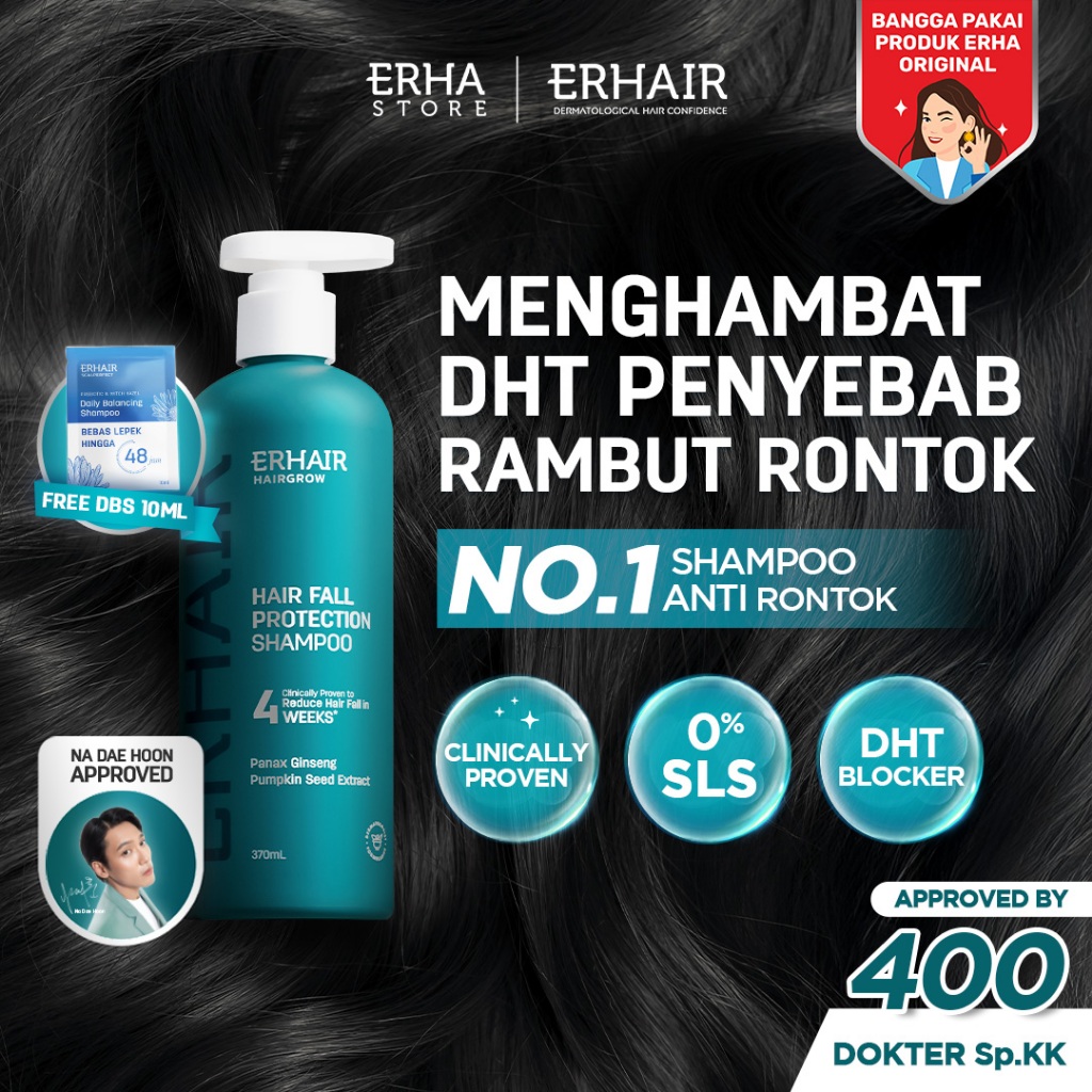 [BEST SELLER SHAMPOO HAIR FALL] ERHAIR HairGrow Shampoo NON SLS 370ml | Hair Shampoo | Sampo Rambut 