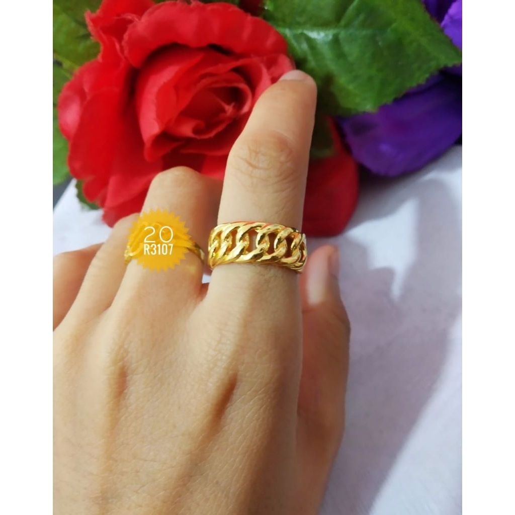 TERMURAH !!! CINCIN RANTAI LEBAR GOLD PREMIUM EMAS 24KARAT ANTIKARAT