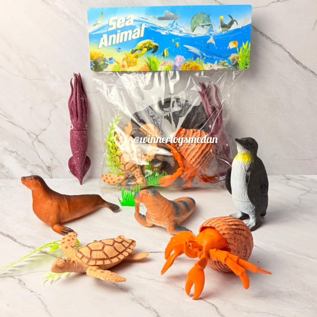 Mainan Sea Animal crab Lobster / Mainan Animal Laut / Mainan Pinguin Karet
