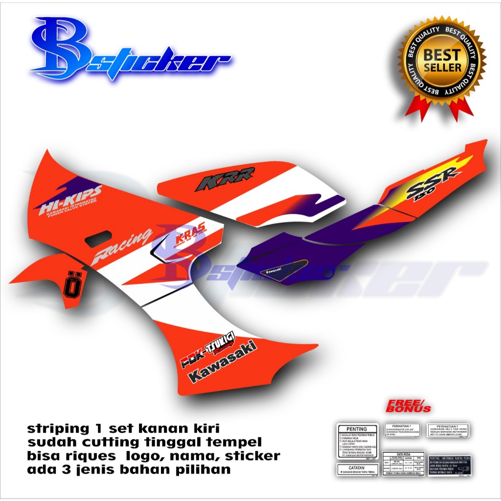 Sticker Striping Kawasaki Ninja KRR  SSR  transparan laminasi maxdecal / Striping Ninja SSR