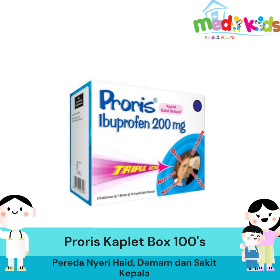 Proris 200mg Kaplet Box 100's - Pereda Nyeri Haid, Demam dan Sakit Kepala
