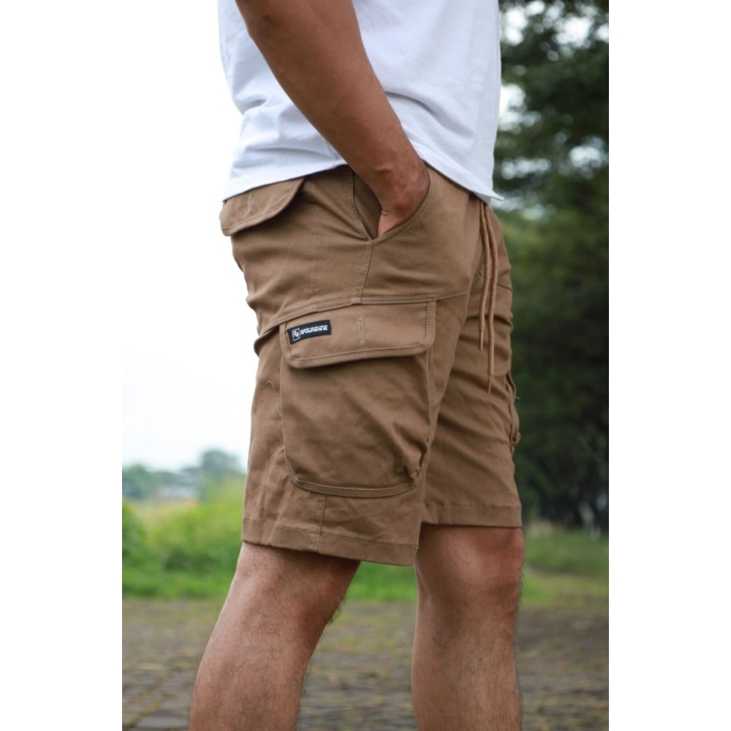 Celana Pendek cargo Pria dewasa Round pocket pinggang karet,nyaman,elastis,disain kasual