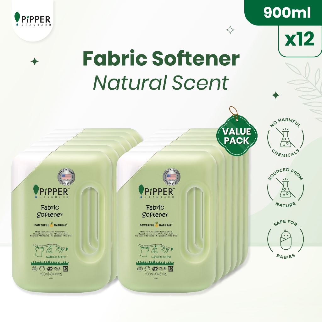 PiPPER Fabric Softener Natural Scent Value Pack 12x 900 ml
