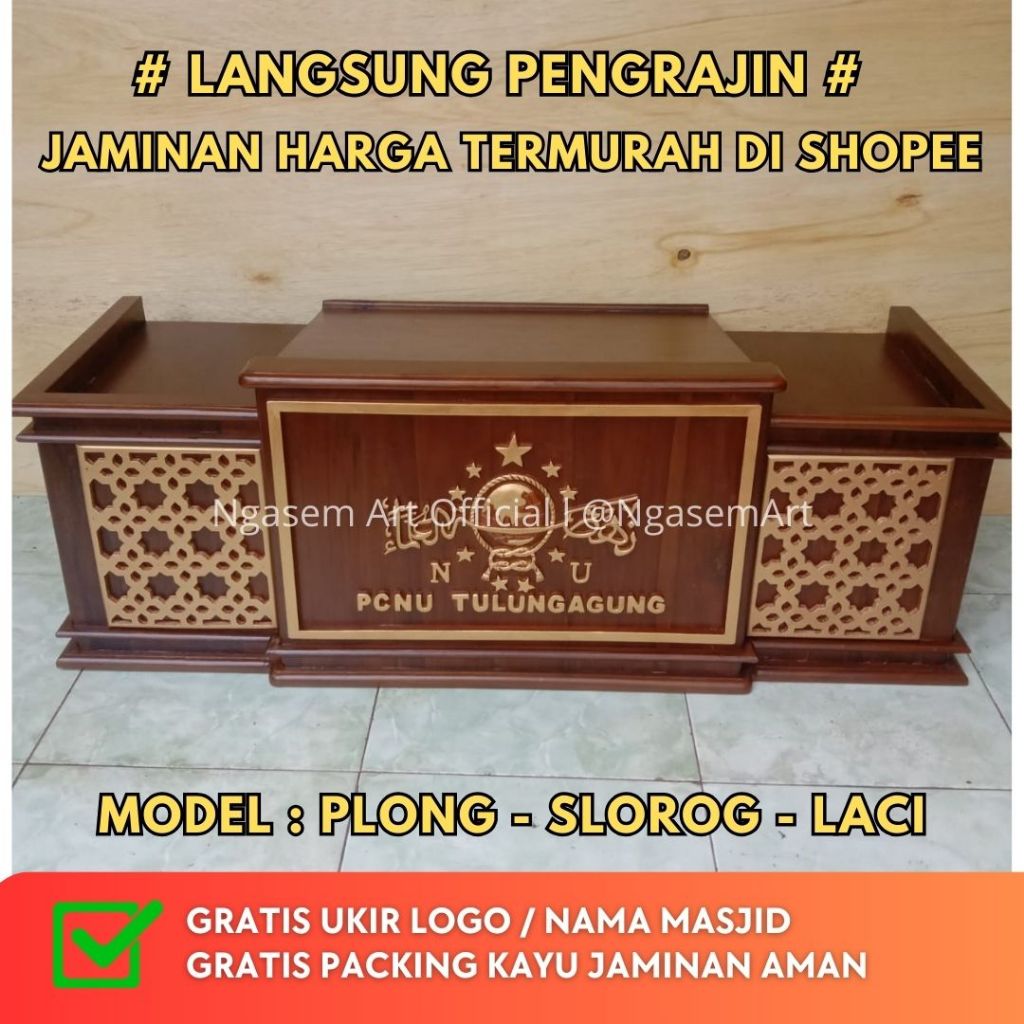 Katalog Mimbar Majelis Logo NU Kayu Jati