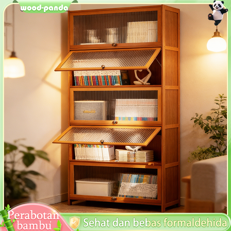 Lemari Buku Rak Buku Kayu Lemari Buku Berlapis Lemari Buku Akrilik Lemari Penyimpanan Bambu