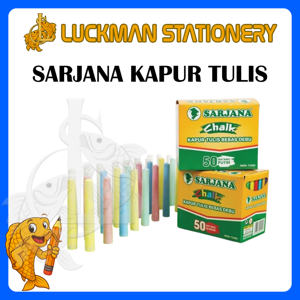 KAPUR TULIS SARJANA BEBAS DEBU 50 BATANG / KAPUR PAPAN TULIS / KAPUR TULIS WARNA / KAPUR TULIS PUTIH