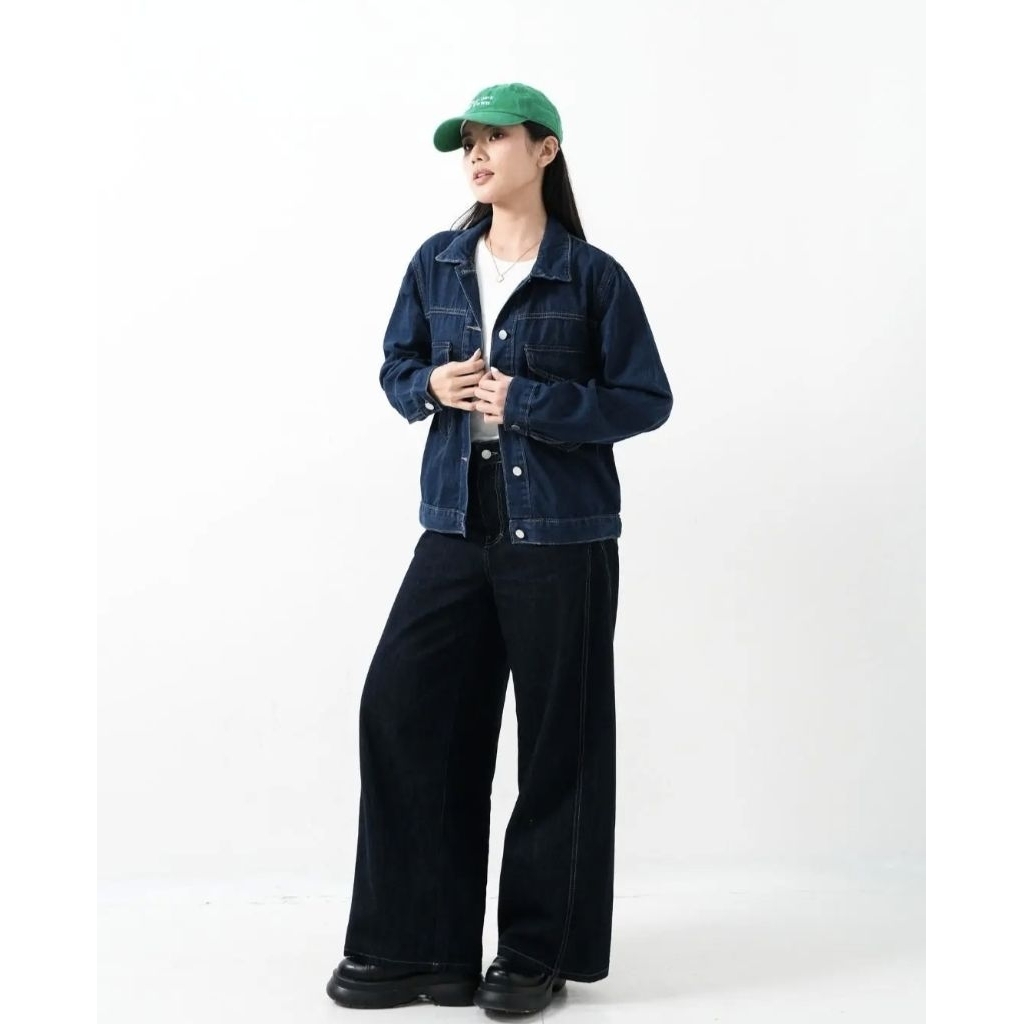 Denim Jacket Wanita Oversize - korean casual denim