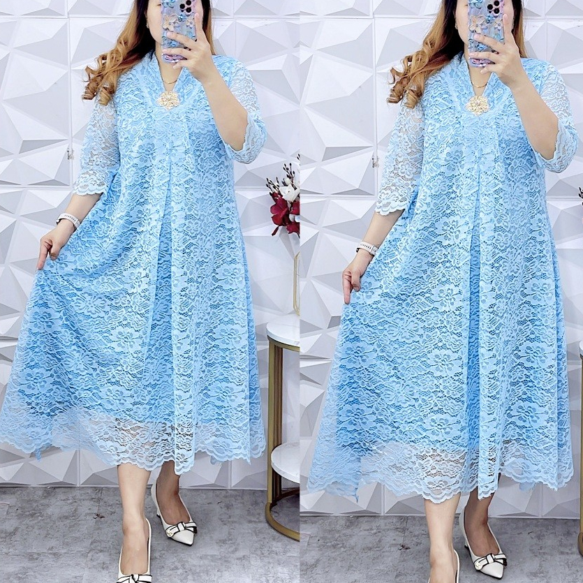 SITY DRESS BRUKAT PREMIUM KARTINI BABYDOL LEHER V RESLETING BELAKANG TANGAN LURUS