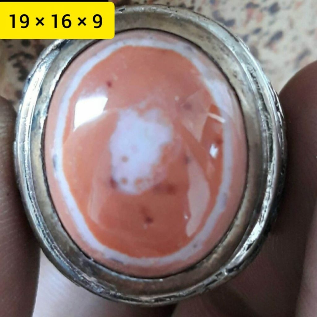 NATURAL CINCIN BATU AKIK JARI 8 - 9 YAMAN MOTIF PUSER BUMI
