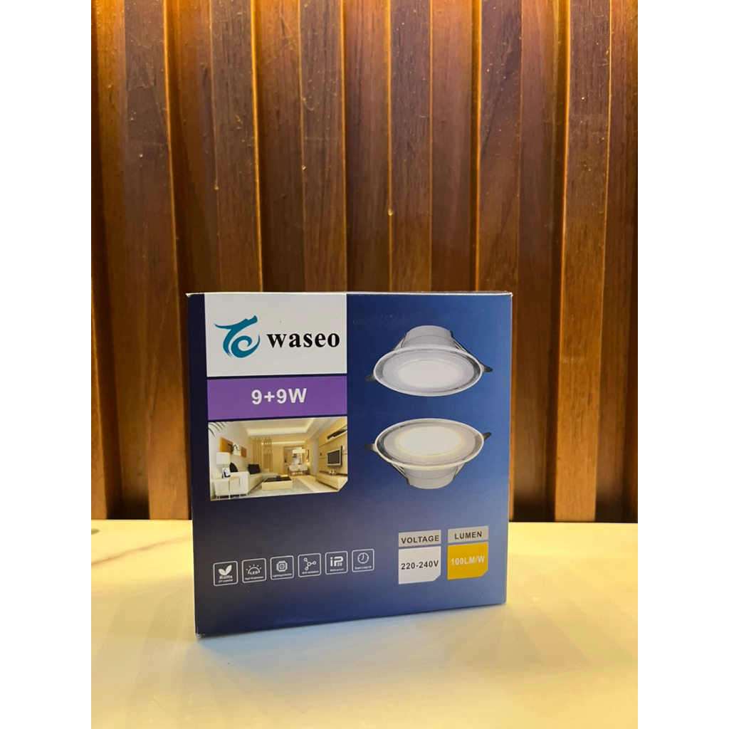 lampu downlight 3 warna 9+9 watt . lampu downlight Led plafon pvc