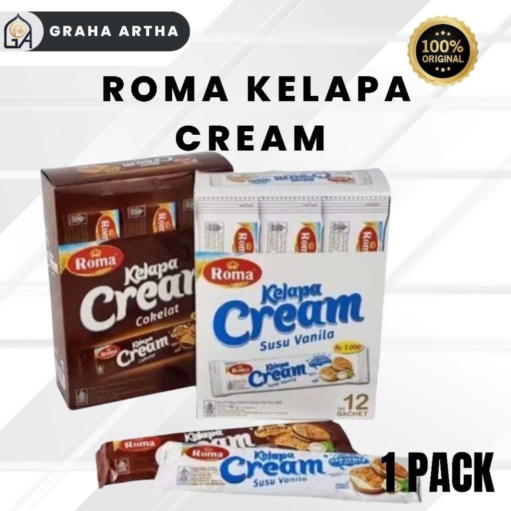 ROMA KELAPA CREAM isi 12bks Roma KelapaCream Coklat Roma Kelapa Cream Vanilla