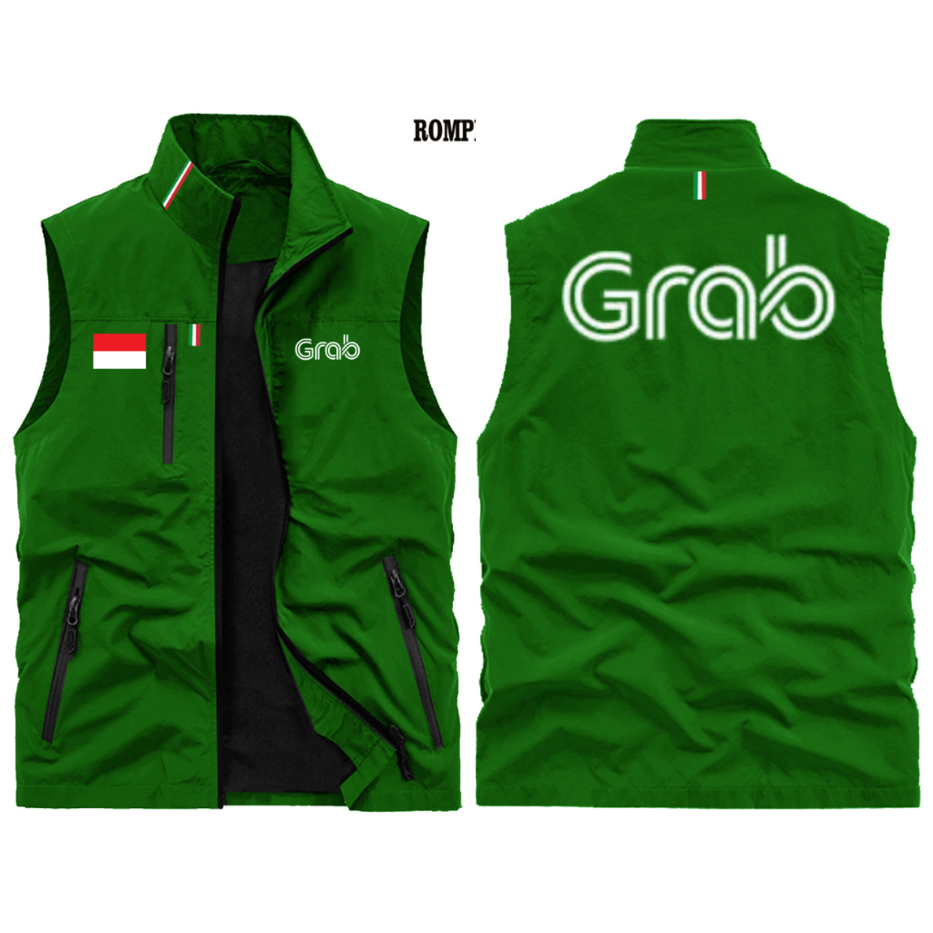 Termurah  Rompi Hiking Casual Pria Grab Terbaru Premium Grabbike GrabFood Terbaru 2026 Ready Ukuran 