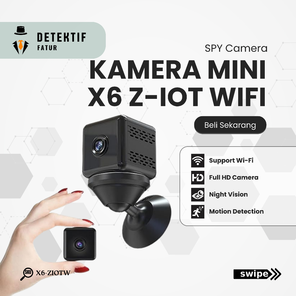 IP Kamera Mini X6-ZIOTW WiFi 1080P App ZIOT CAM Lite Pengawas Keamanan Spy Camera Mini X6 Wifi X6