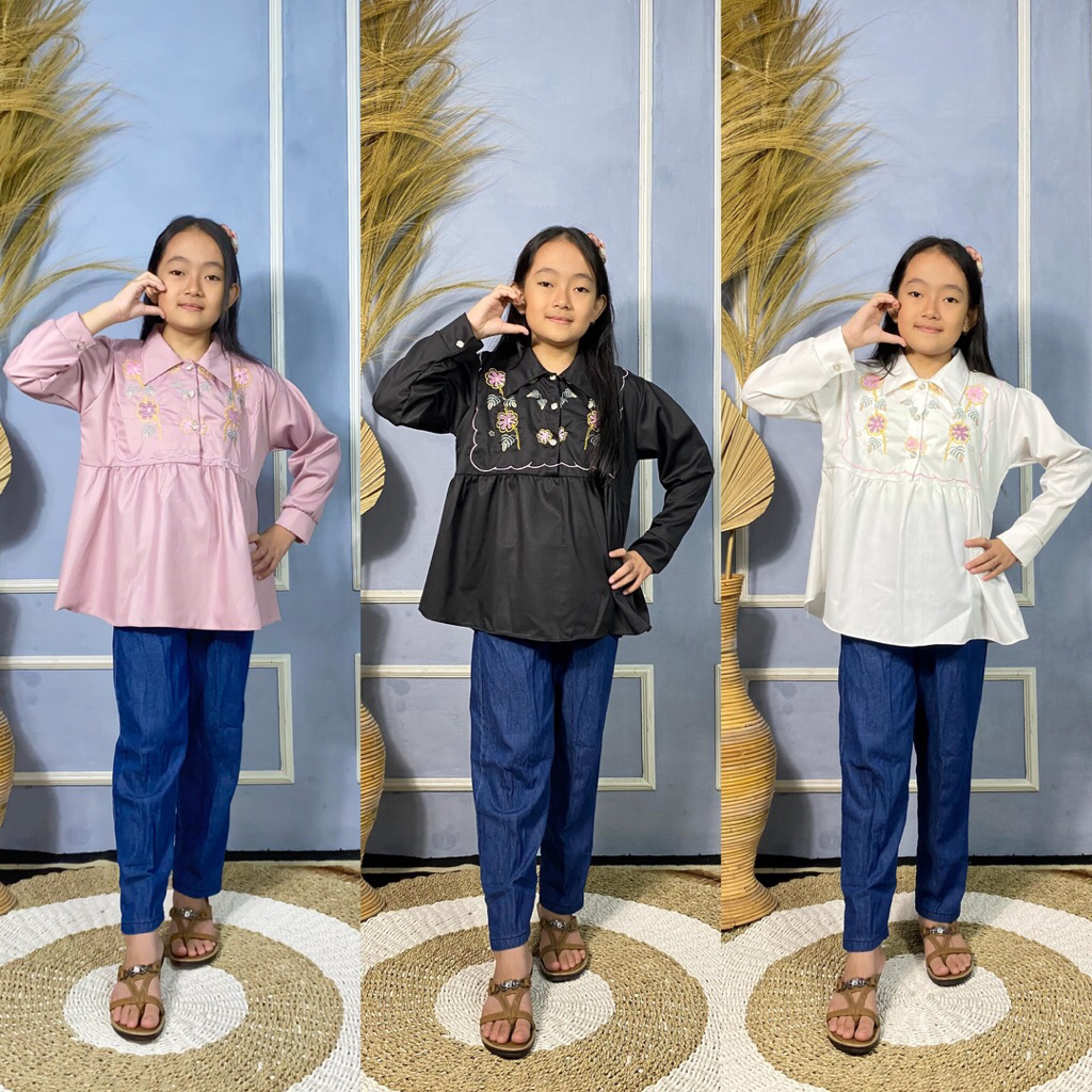 Jen'ar kids Setcel Anak Perempuan Tanggung Sabrina bordi Celana Levis Usia 12-13 tahun