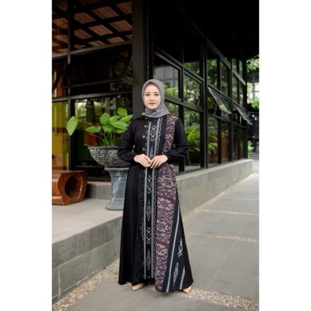 Gamis Tenun kombinasi toyobo murah berkualitas