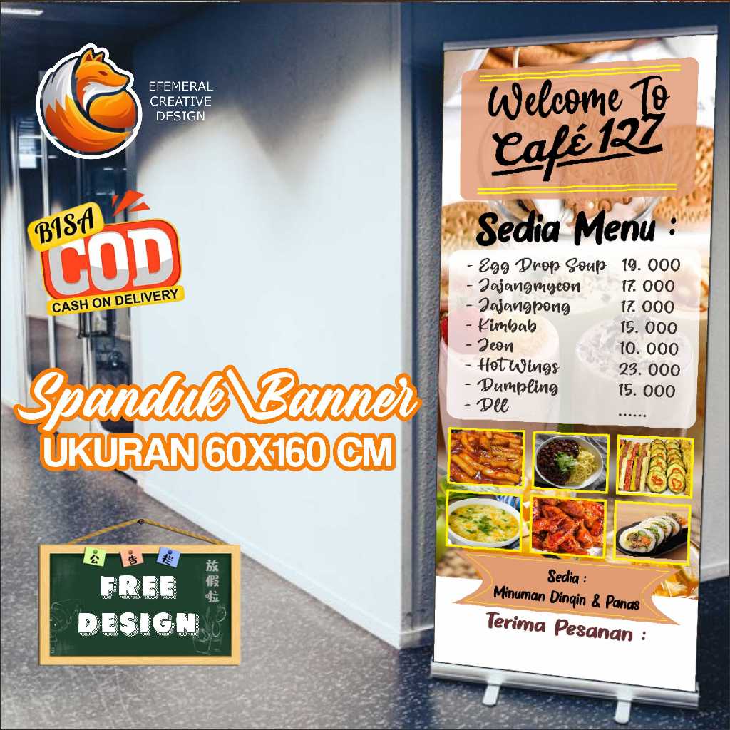 Cetak Spanduk Banner Menu Cafe 60X160  Cm Free Desain Dan Ukuran