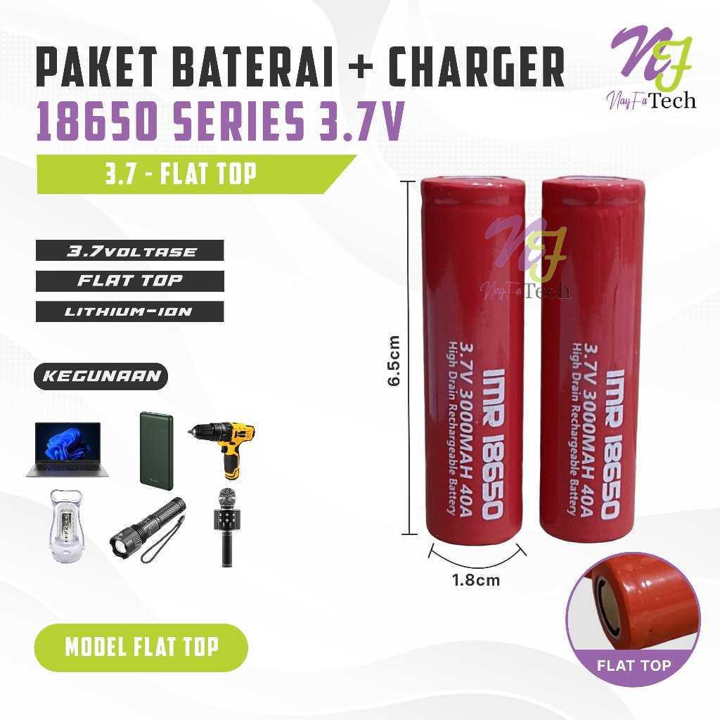Batre/Baterai Cas Type IMR18650 LITHIUM 3.7volt - 3000mAh Isi 2pcs
