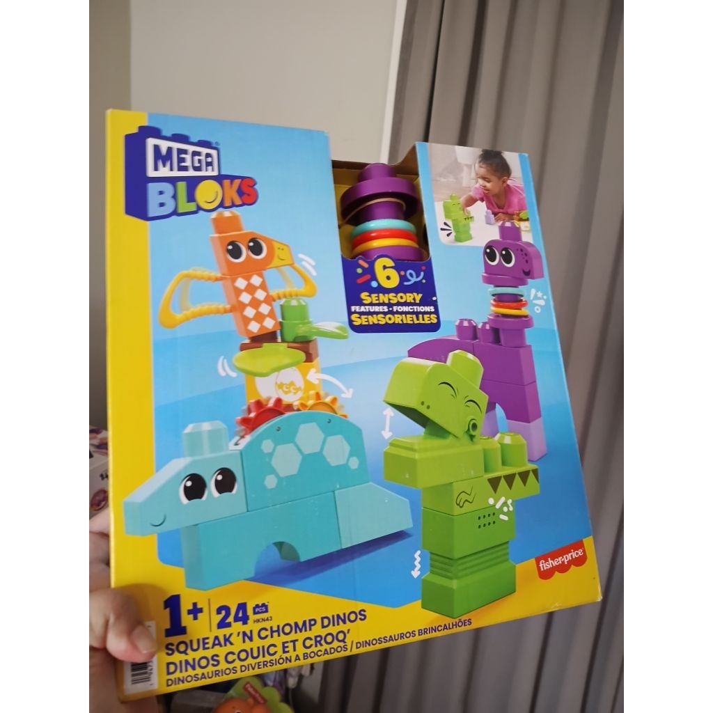NEW ORIGINAL segel megabloks squeak n chomp dinos baru asli fisher price