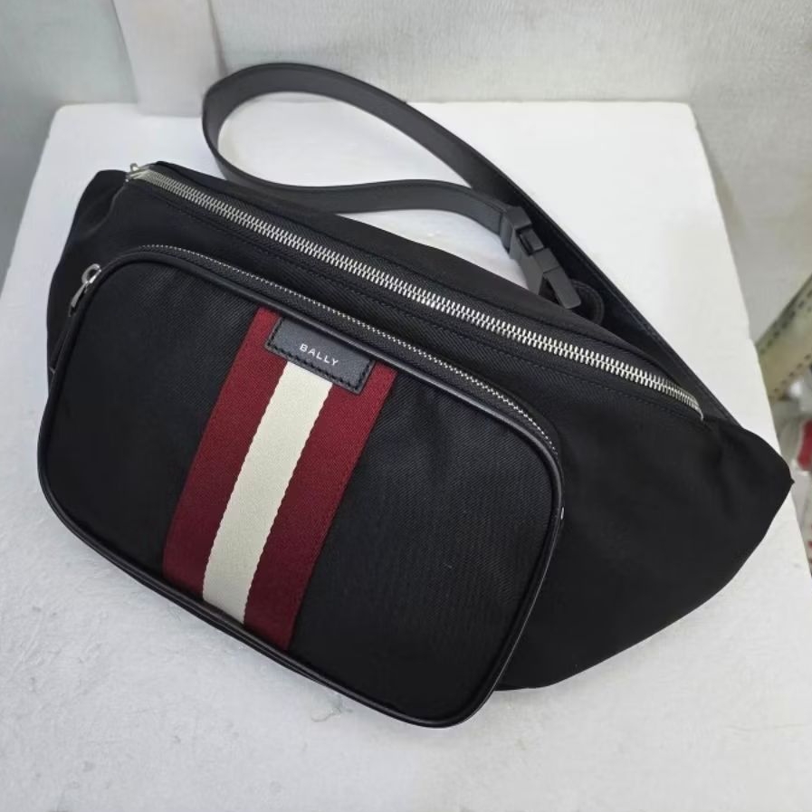 WAISTBAG BALLY Code Nylon Bag Red Stripe For Belt Bag Authentic